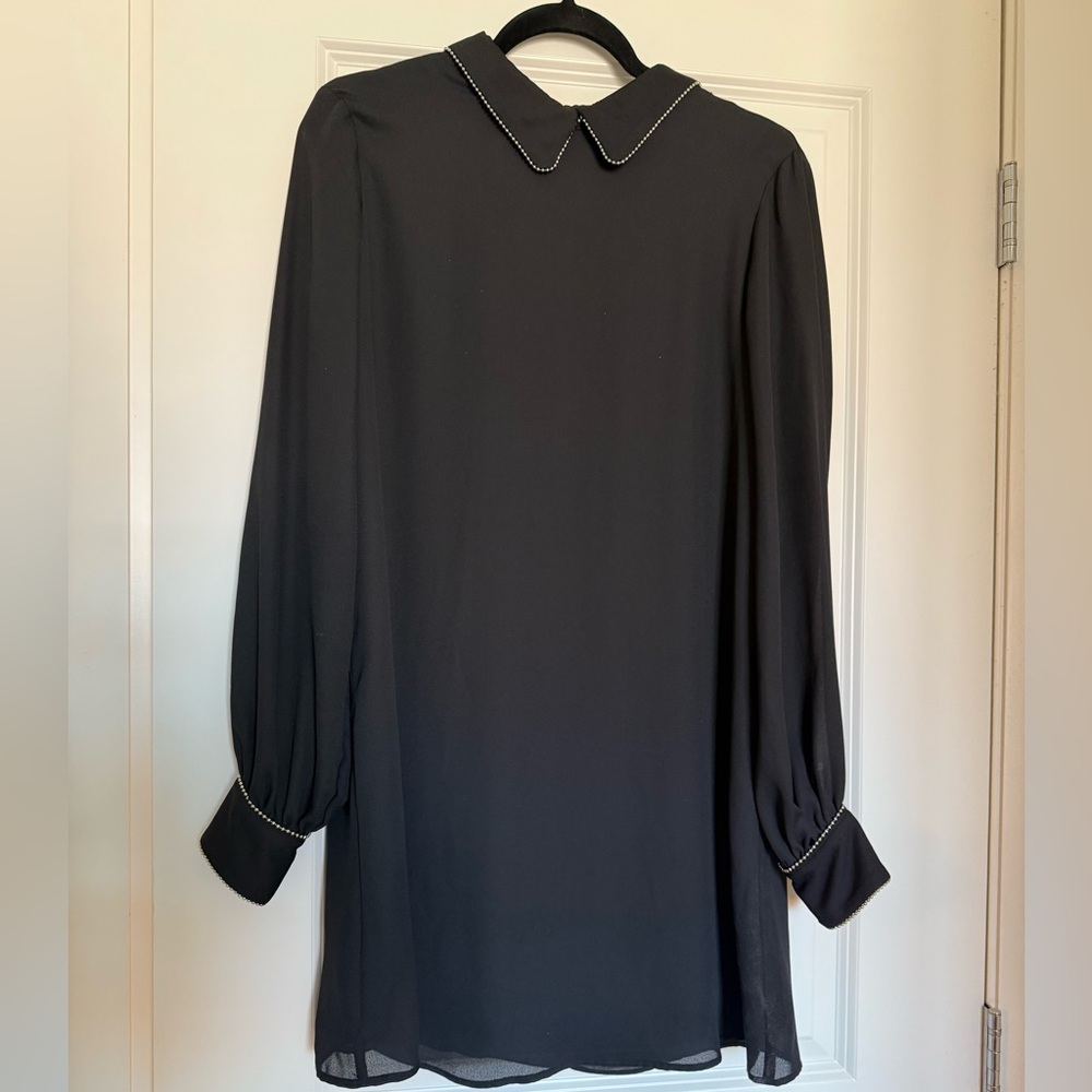 Avec Les Filles Black Blouse with Embellished Collar